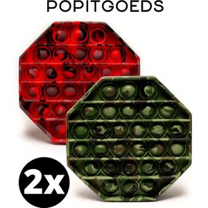 Pop It Fidget Toys - Combi deal - 2 Popits set - Popitgoeds - Speelgoed - Gezien op TikTok - Diverse varianten - Leger Rood + Leger Groen - Kerst Cadeau