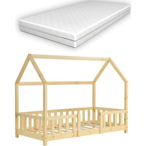 Kinderbed Virgilio - Met valbescherming en matras - 80x160 - Hout - Voor meisjes - Voor jongens - Voor kinderen