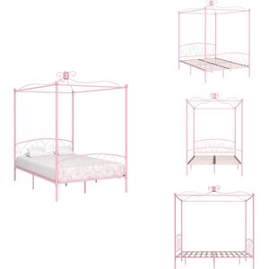 vidaXL Bedframe - Bedframes - Bed - Bedden - Hemelbedframe metaal roze 120x200 cm