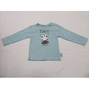 Zero2three - Jongens - T-shirt lange mouw - Blauw , zebra , 74 - 9-12 maand