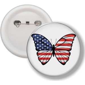 Button Met Speld - Vlinder Vlag Amerika