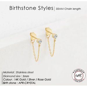 Borasi Birthstone Oorbellen Met Hanger | April | 14K Goldplated | Elegante Dames Oorbellen | Zirkonia Steen | Dames Oorbellen | Cadeau Voor Haar | Vrouwen Sieraden | Oorbellen | Luxe Geschenkzakje | Moederdag Cadeau | Moederdag Cadeautje |