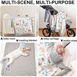 Babydeken, biologisch katoen, kinderknuffeldeken, polar fleece, comfortabele deken, 75 x 105 cm, grijs, dubbelzijdige deken voor meisjes en jongens