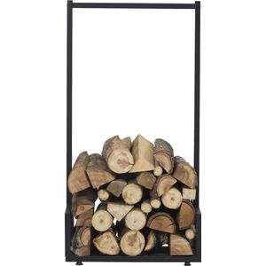 In And OutdoorMatch Brandhout Rek Wissie - Rek - Houtopslag - 50x35x95 cm - Metaal - Zwart