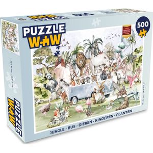 Puzzel Jungle - Bus - Dieren - Kinderen - Planten - Legpuzzel - Puzzel 500 stukjes