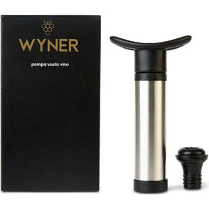 WYNER Pompa Vuoto Vino - Wijnpomp - Vacuümpomp - Wine Saver - Wijn Bewaren - Inclusief 4 GRATIS Afsluitdoppen - Wijnstopper - Flesafsluiter - Wijnflesafsluiter - Flessenstop - Lekt niet - Wijn Accessoires - in Giftbox - Cadeau