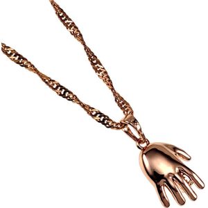 Ketting met Hanger Dames - Rose Gold Plated - Halsketting Set - Rope Oval Ketting met Babyhandje