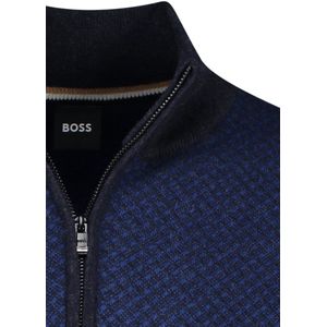 Boss Black sweater half zip donkerblauw wol