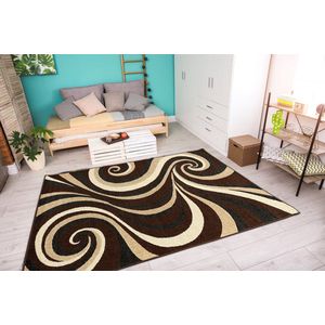 Aledin Carpets Limasol - Laagpolig - Vloerkleed 160x230 cm - Modern - Bruin/Beige/Creme - Tapijten woonkamer