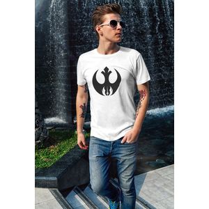 Rick & Rich - T-Shirt Star Wars Logo Emblem - T-Shirt Star Wars - Wit Shirt - T-shirt met opdruk - Shirt met ronde hals - T-shirt Man - T-shirt met ronde hals - T-shirt maat XL