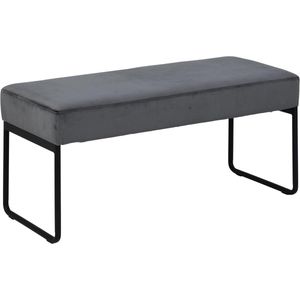 fluwelen bank in donkergrijs, compacte zitbank in moderne stijl, gestoffeerde bank met zwarte poten, gangbank, slaapkamermeubels, L: 95 x D: 38 x H: 46 cm