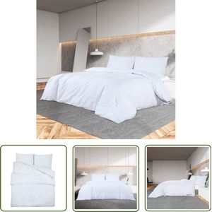 vidaXL Dekbedovertrekset - 260x240 cm - Wit - Microvezel Dekbedovertrek - Microfiber Dekbedovertrek - Witte Dekbedovertrek - Tweepersoons Dekbedovertrek - Dekbedovertrek Set