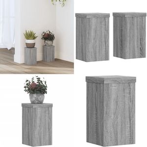 vidaXL Plantenstandaards 2 st 10x10x18 cm bewerkt hout grijs sonoma - Plantenstandaard - Plantenstandaards - Plantenrek - Planten Standaard
