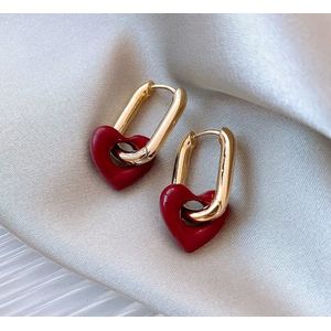 Oorbellen dames - goudkleuring - roodkleurig - cadeau - modekleuren 2023 - oorhangers