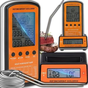Wireless Digital Grill Thermometer with 2 Probes - Oven Thermometer for Baking, Roasting - Rear Lighting Temperature Display