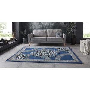 Vloerkleed retro bloem - blauw 120x160 cm