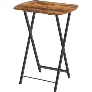 JGS ® Bijzettafel, inklapbaar, kleine salontafel, tafelblad, koffietafel, tv-tray in industriële stijl, serveertafel, snacktafel voor kleine ruimtes, eenvoudig te monteren, stabiel, donkerbruin