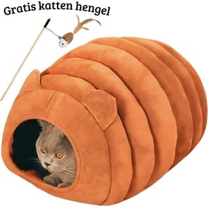 Janse® Kattenmand XL - Bruin - Kattenhuis - Dierenmand - Kattenbed - Poezenmand - Kattenkussen - Kattenhol - Cat cave