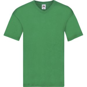Basic V-hals t-shirt katoen grasgroen voor heren - Herenkleding t-shirt grasgroen M (EU 50)