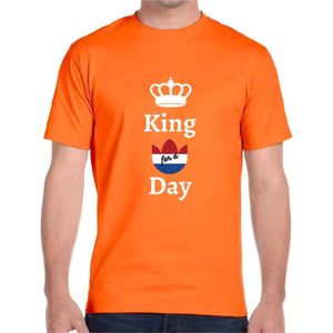 ASTRADAVI Casual Wear - Koningsdag Oranje T-Shirt - Katoenen t-shirt met Nederlandse vlag - King For A Day - Oranje / Size 2 (XL/2XL)