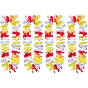 Toppers - Boland Hawaii krans/slinger - 4x - Tropische/zomerse kleuren mix - Bloemen hals slingers