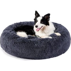 Wollig rond pluche donut hondenbed - Behaaglijk hondenkussen XL/70 cm - Wasbaar kussenmat voor honden en katten fluffy dog ​​bed
