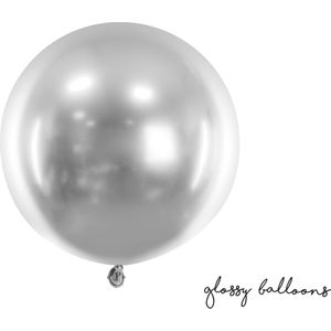 Partydeco - Ballonnen Chrome Glossy Rond Zilver - 60 cm