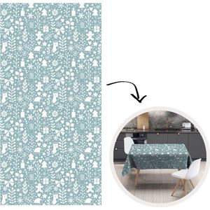 Tafelkleed - Tafellaken - 150x300 cm - Winter - Sneeuw - Patronen - Wit - Binnen en Buiten