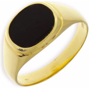 Gouden Herenring Zegelring Onyx 14 karaats
