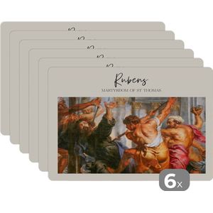 Placemat - Placemats kunststof - Schilderij - Rubens - Barok - 45x30 cm - 6 stuks - Hittebestendig - Anti-Slip - Onderlegger - Afneembaar