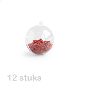 12 stuks Kerstballen in PET – Klein – Ongevuld - 5.5 cm – Transparant - Doopsuiker – Bedankjes – Traktatie – Te Personaliseren – Zelf op te vullen - DIY