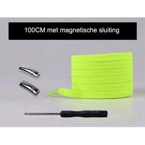 CHPN - Veters - Magneet-Veters- Veters met magnetische sluiting - Veters zonder strikken - Neongeel- Unisex - Volwassenen & Kinderen - 100CM