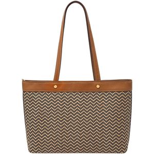 FOSSIL Jessie Shopper Natural Black Bruine