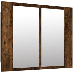 vidaXL Spiegelkast LED 60x12x45 cm bewerkt hout gerookt eikenkleurig