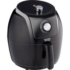 Cuisinier Deluxe Airfryer Analoog - 5 Liter - 230V - Hetelucht friteuse - Heteluchtoven - Temperatuur Instellen van 80°C tot 200°C - 7/8 Personen - Zwart
