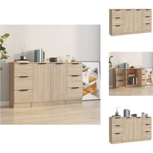 vidaXL Dressoir - Sonoma eiken - 30 x 30 x 70 cm - 3 lades - 60 x 30 x 70 cm - 2 deuren - Keukenkast