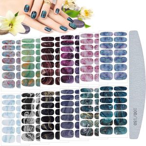 Volledige Wraps Nagellak Stickers - Marmer Design met Nagelvijl - Waterdichte Manicure Kits voor Vrouwen