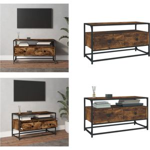 vidaXL Tv-meubel 80x35x45 cm bewerkt hout gerookt eikenkleurig - Tv Meubel - Tv Meubels - Tv Standaard - Televisiemeubel