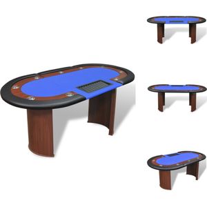 vidaXL Pokertafel - Blauw - 208 x 107 x 81 cm - Geschikt voor max - 10 spelers - Pokertafel