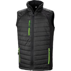 Black Compass gewatteerde softshell bodywarmer 'Result' Black/Lime - XS