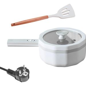 Mini elektrische pan met deksel 15 l - hete draagbare pan - antiaanbaklaag - elektrische pastoofpan - multikoker - snel verwarmen op elektrisch 350/700 W - wit .