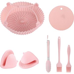 Airfryer siliconen bakje - 7 stuks - Airfryer accessoires - Vaatwasser veilig - BPA-vrij - roze