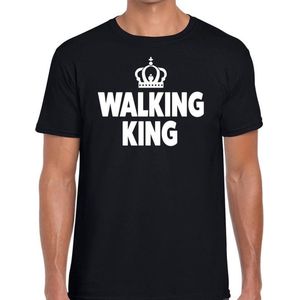 Walking King t-shirt zwart heren - feest shirts heren - wandel/avondvierdaagse kleding S