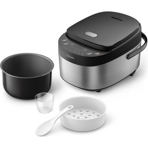 Philips 3000-serie Minirijstkoker HD3093/80 - 0.85 L - 8 programma's - Zwart/Zilver