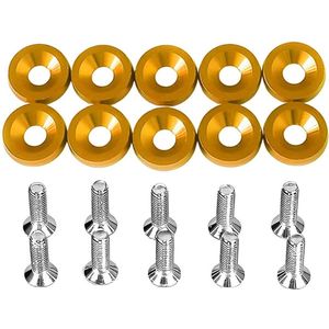 10 stuks M6 universele geanodiseerde aluminium sluitringen - goud - voor motorruimte dressing up kit .