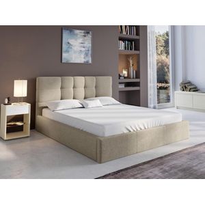 PASCAL MORABITO Bed met opbergruimte 180 x 200 cm - Stof - Beige - ELIAVA van Pascal Morabito L 190 cm x H 106 cm x D 213 cm