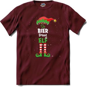 Foute kersttrui - Bier breng kerstelf - T-Shirt - Dames - Burgundy - Maat XXL