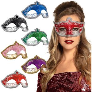 Boland - Oogmasker Venice corona assorti - Volwassenen - Showgirl - Glamour - Carnaval accessoire - Venetiaans masker