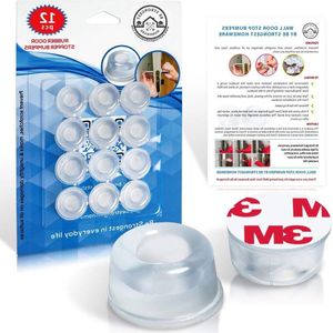 Deurstopper Rubberen - Deurstoppers 12 stuks - Doorzichtige rubberen deurstopper-Bumpers-Wandmontage - Deurstoppers Rubber zelfklevend - Rubberen deurstoppers-Bescherm uw muur tegen deurknop en handgreep van dichtslaande deuren (12)