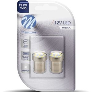 M-Tech LED - BA15s 12V - Basic 8x Led diode - Wit - Set